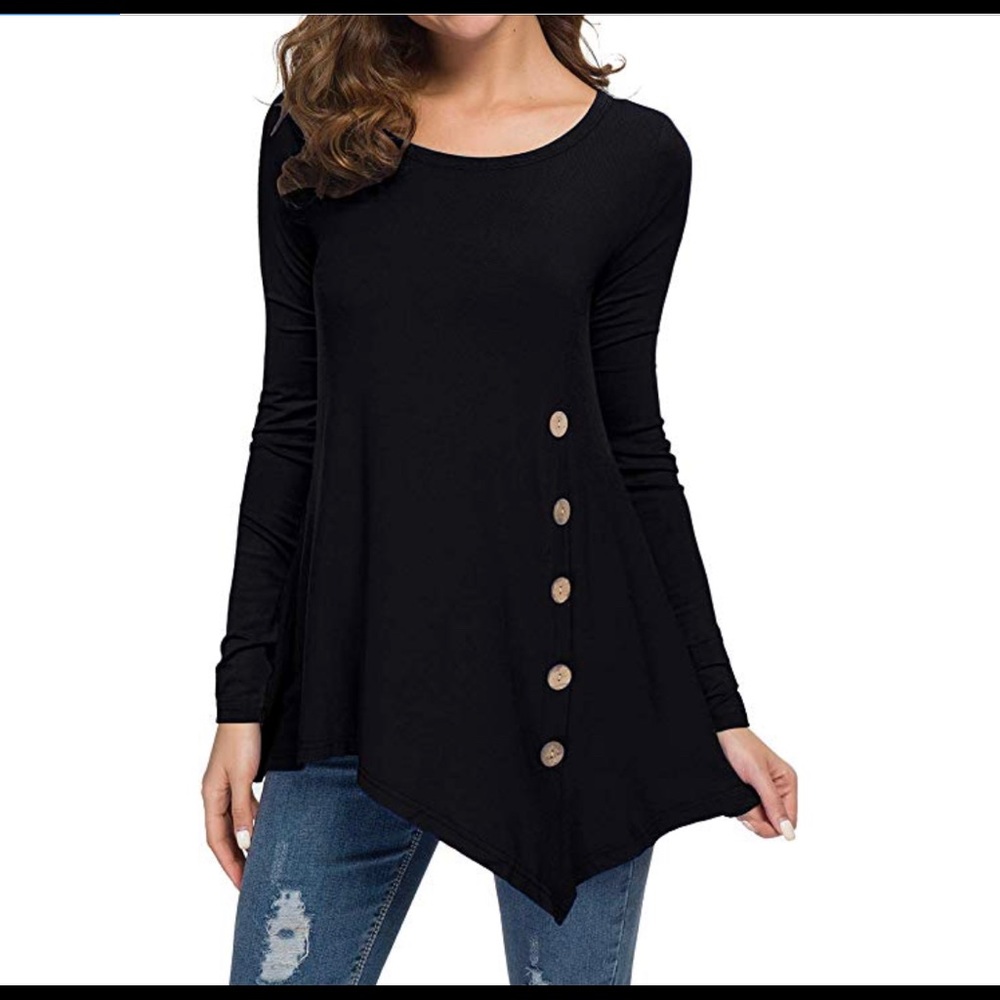 Black front button top!